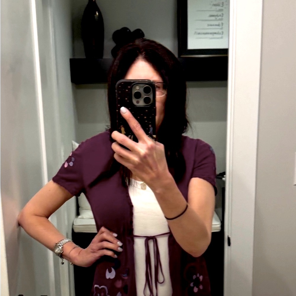 Price Firm Moschino Cheap & Chic Purple Purple Floral Tie Top, US 8, IT42/US M